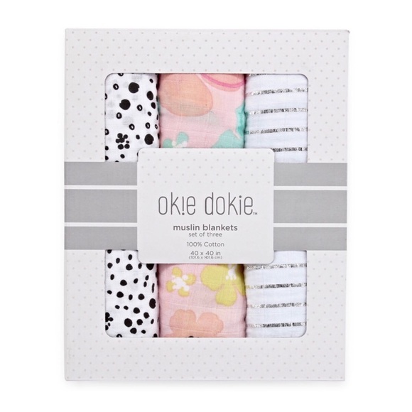 New, Set of (3) 100% Cotton Muslin Baby Blankets - Picture 1 of 2